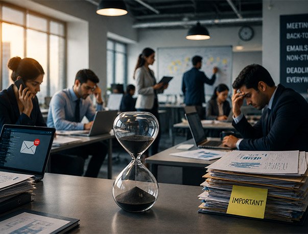 Busy corporate team
