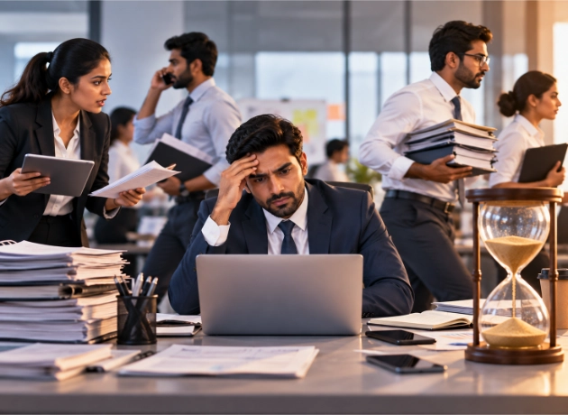Busy corporate team